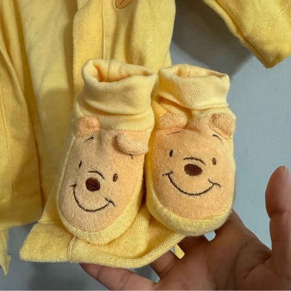 Disney Baby Winnie The Pooh Soft Yellow Cotton Robe Size 3 Month - Picture 5 of 8